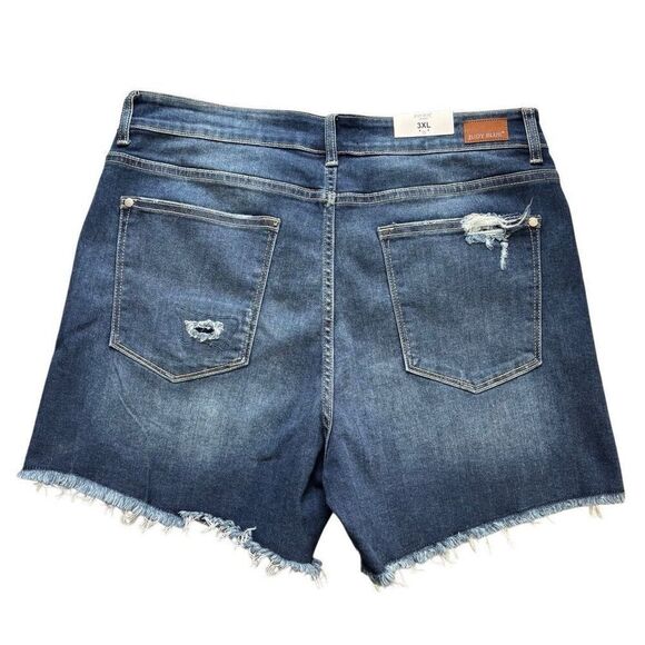 Judy Blue Mid-Rise Patch Cut Off Shorts denim jean size 3XL new - Picture 2 of 12